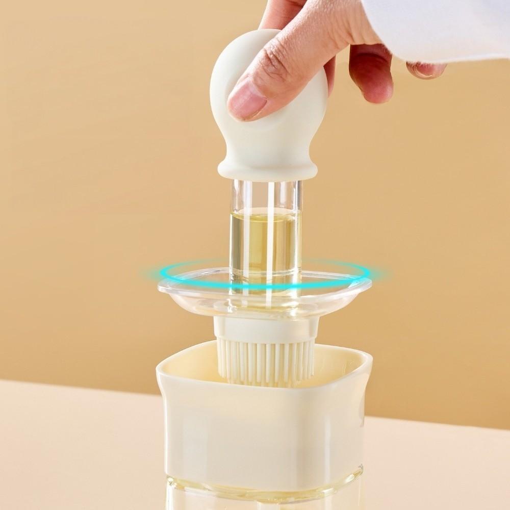 230ml Oil Bottle Silicone Basting Brush Oil Pot Dust-proof 2 in 1 Oil Dispenser Brush  Kitchen