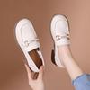 Round Toe Genuine Leather Loafers, Spring And Autumn Women's Thick Heel, Versatile Large Size Leather Shoes, Casual British Style Women's Shoes