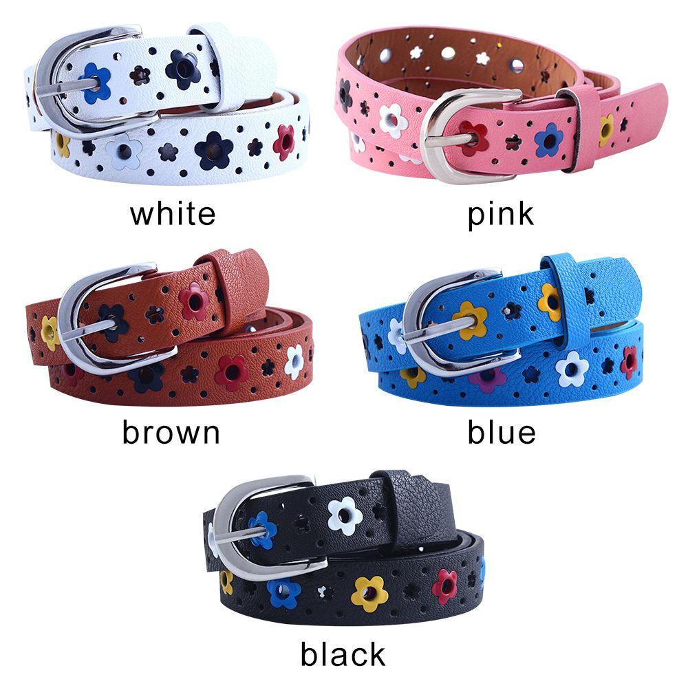 Flower Eyelet Decoration Colorful Fashionable Waistband Kids Belt Faux Leather Belt Waist Belt