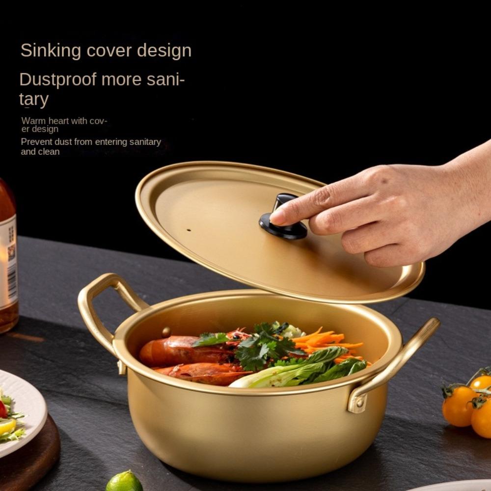 Gold Soup Hot Pot Aluminum Noodle Cooking Pot Korean Style Ramen Noodle Pot Kitchen Cookware