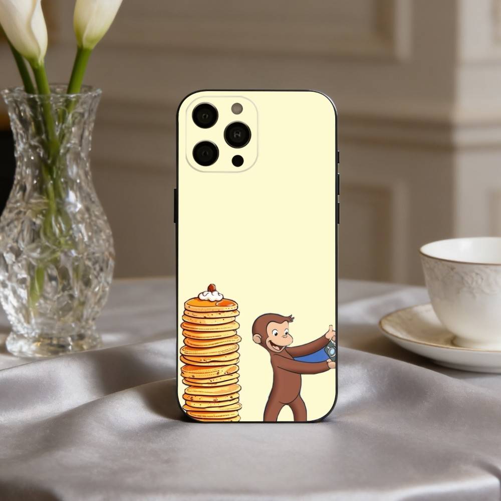 Чехол для телефона M-Mokey C-Curious-S G-Georges для iPhone 17,16,15,14,13,12,11 Plus,Pro Max,XS, Мягкий силиконовый черный чехол