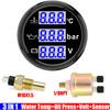 ZMFJH MultiMeter 52MM Gauge with Alarm BLUE LED 0-120℃ Water Temperature 0-10BAR Oil Pressure Meter Voltmeter Temp Sensor Car