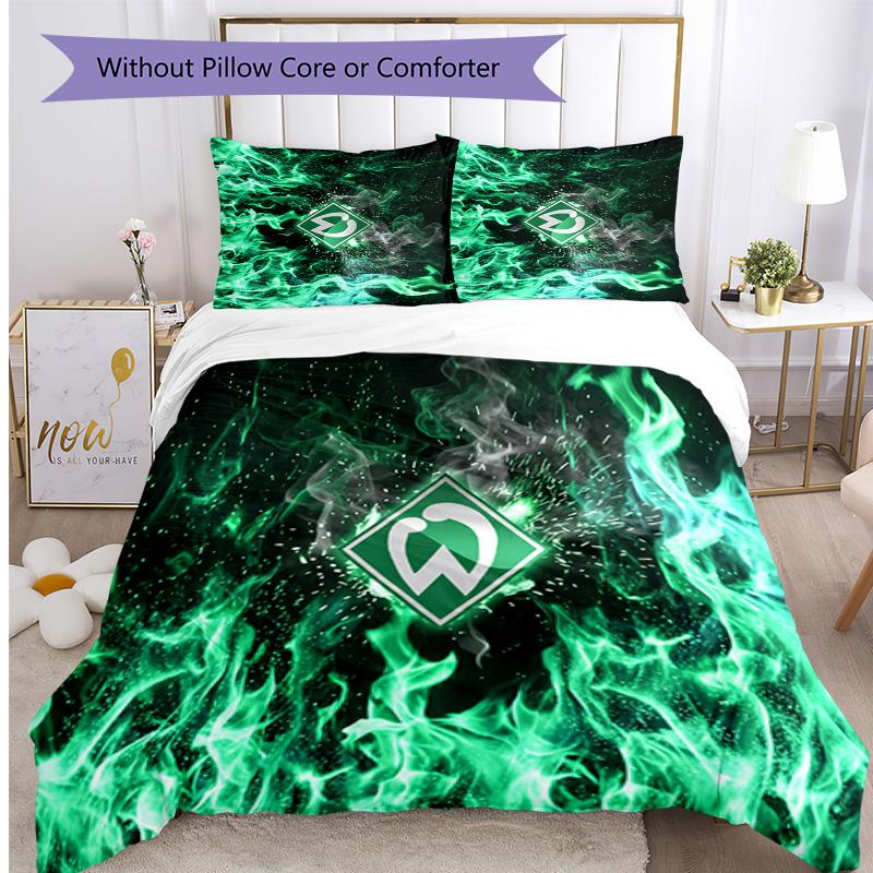 Werder Bremen Football Printed 3 Pieces Bedding Set, Comfortable Skin Friendly Bedroom Duvet Cover Set