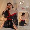 Erotic Black Japanese Kimono Lingerie Set