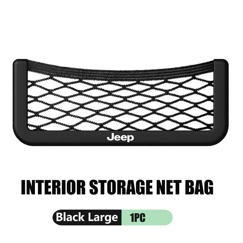 For Jeep Car Storage Mesh Bag Organizer Net Pocket Sticker Trunk Storage Bag Accessories Wrangler-JK Liberty JL Cherokee Patriot AMZ1