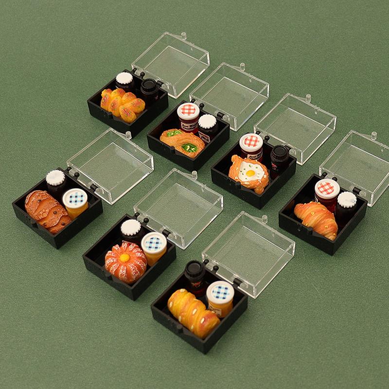 1/12 кукольный домик имитация хлеба джем с ящиком для хранения набор кукольный домик мини десерт еда украшения кукольный домик кухня сцена игрушки