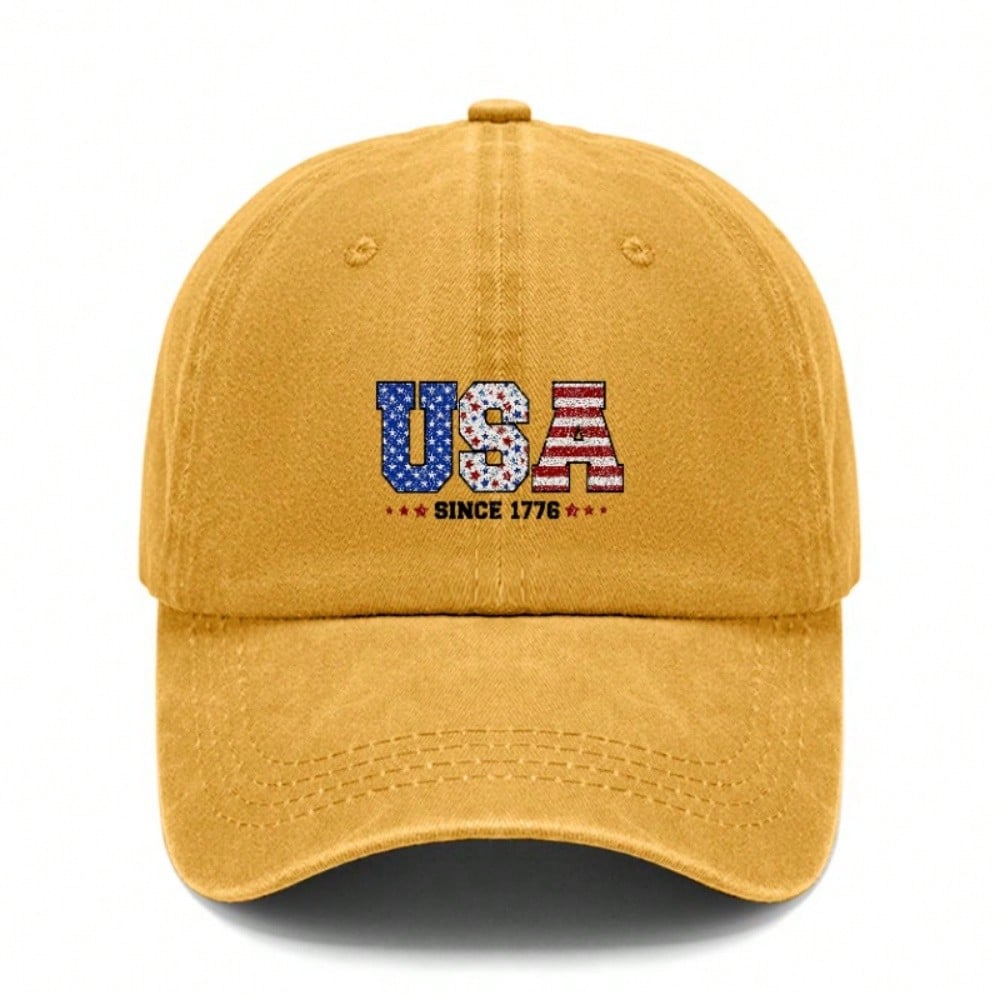 USA Patriotic Baseball Cap - Adjustable Vintage Washed Hat With "SINCE 1776" Print, Lightweight Breathable Sun Protection Casual Daily Wear Unisex