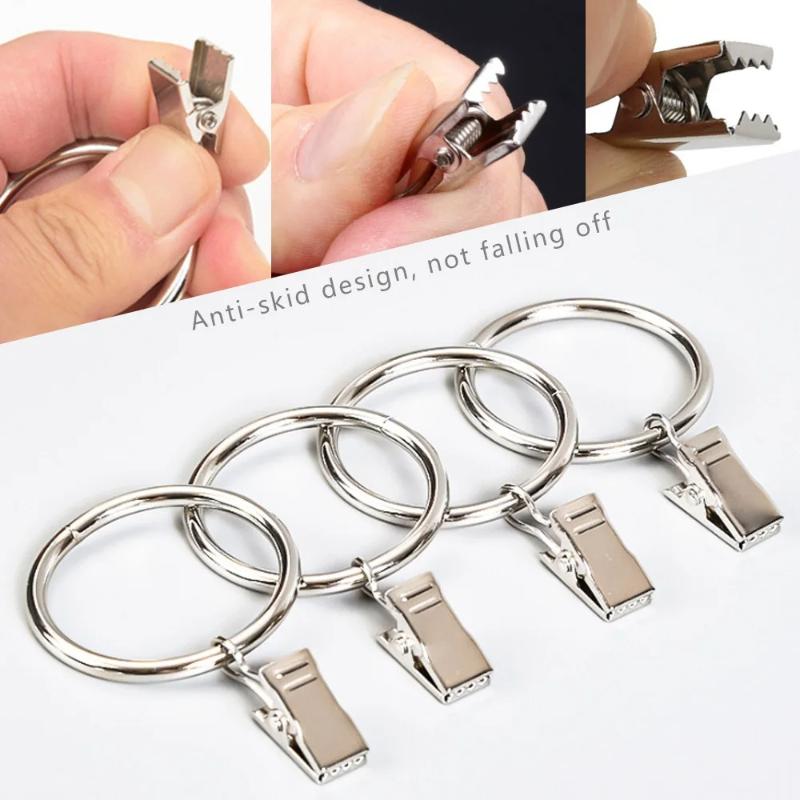 1-20pcs Curtain Rings with Clips Openable Drapery Metal Clip Rustproof Metal Hangers Ring for Windows Rods Decorative Drapery