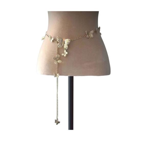 Женская цепочка на талию с кисточкой в виде бабочки и цветка, подвеска из искусственного жемчуга, поясная цепочка
