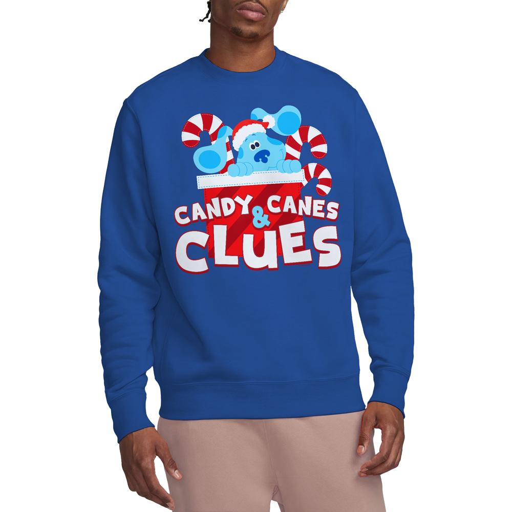 BlueÂ´s Clues & You! Unisex Adult Clues Candy Canes Christmas Sweatshirt