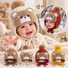Cartoon Winter Beanie Double Layer Ear Protection Hat Cute Pom Pom Hat  Autumn and Winter