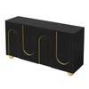 Living Room Cabinet, Four-Door Sideboard, Dining Room Storage Cabinet with Arch Gold Line Decor, Ball-Shaped Metal Feet for Hallway and Living Room