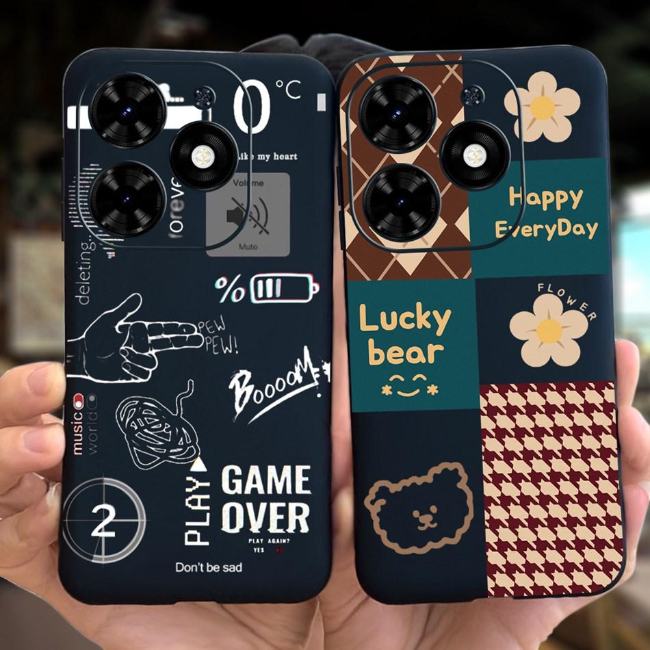 Чехол для Tecno Spark Go 2024 Милый Цветочный Узор Сердечки Конфетный Цвет Мягкий Силикон Тонкая Задняя Крышка Телефона Для Spark Go (2024) BG6