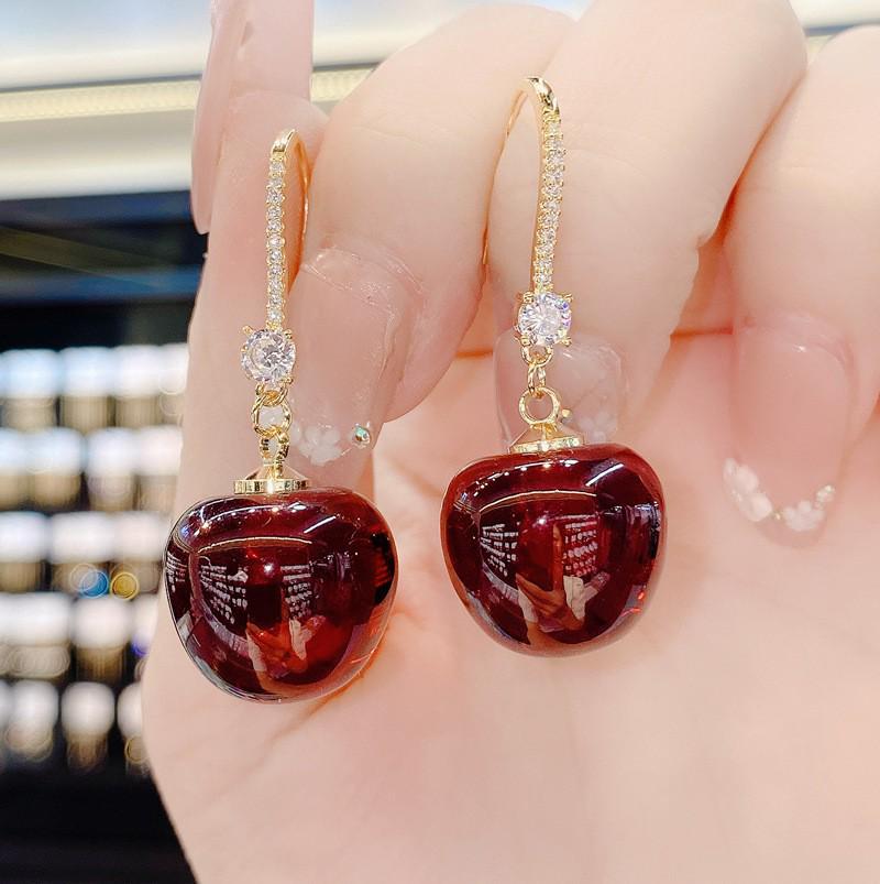 Серьги-каффы Ancola Red Silver Geometric с эмалью - Ретро мода, Высококлассные каффы для женщин