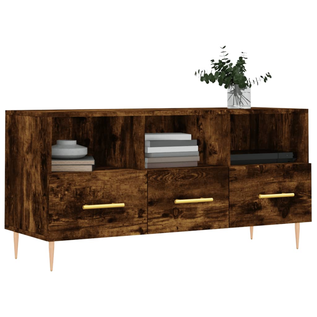 TV Cabinet Smoked Oak 102x36x50 cm Wood Based Panel