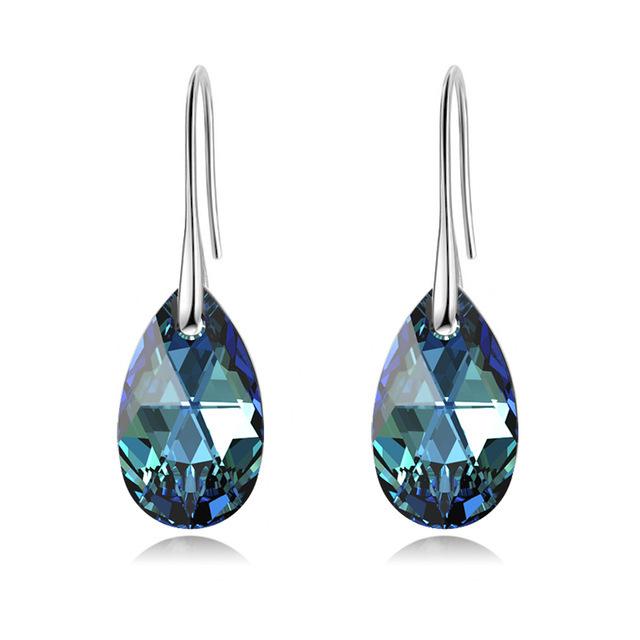 Classic Korean Pear-shaped Drop Earrings Crystals Jewelry for Women Silver Color Big Pendant