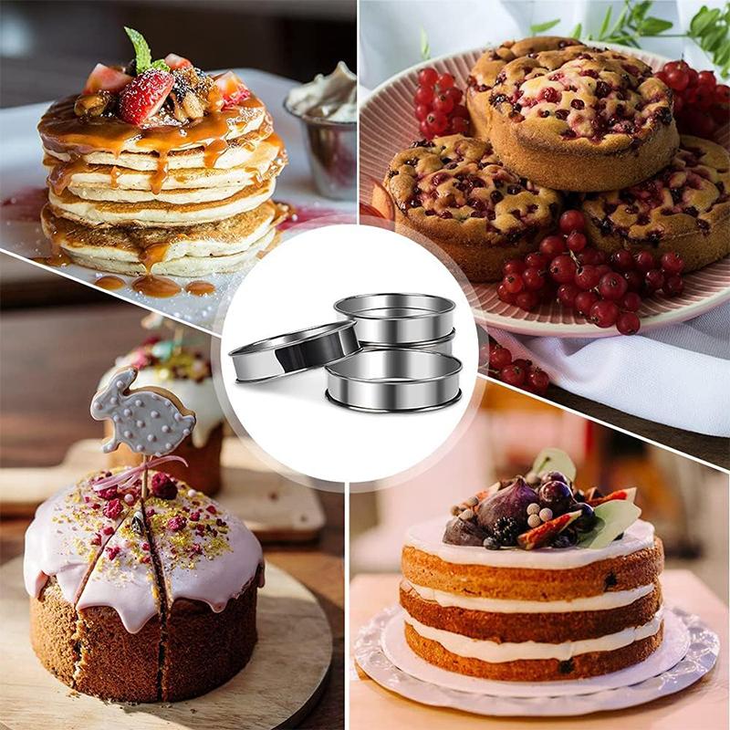 LMETJMA 6Pcs 10.5cm English Muffin Rings Crumpet Rings Double Rolled Tart Ring Stainless Steel Muffin Tart Rings Mold JT169