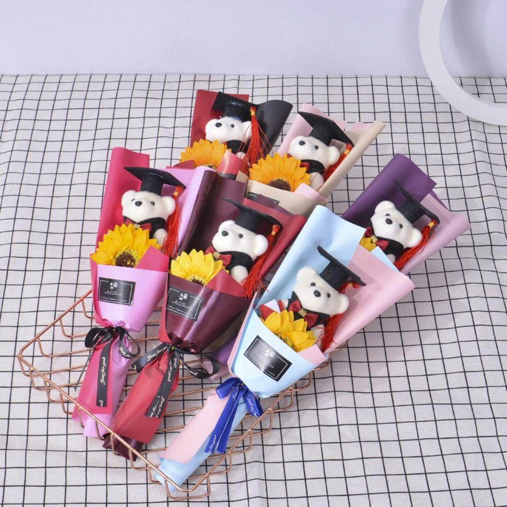 Cartoon Bear Plush Bouquet Plush Bear Doctoral Bear Toy Graduation Bear Bouquet Student Gift