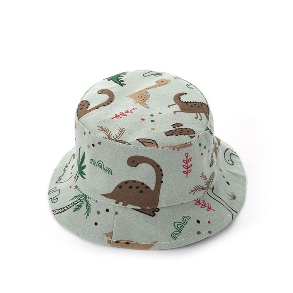 Cartoon Dinosaur Print Baby Bucket Caps Scalp Protection Beach Hat Baby Girls