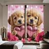 2 Pcs Cute and caring dog print curtains,suitable for bedroom,living room kitchen decoration,home decoration,window decoration