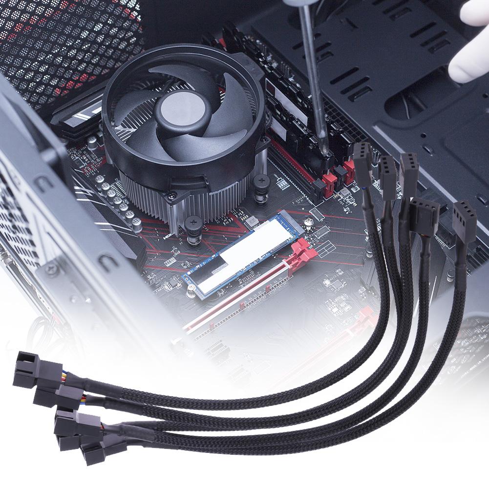 5pcs 4 Pin PWM Connector Case Fan Extension Power Cable 26CM Male To Female Extending Cable PWM Fan Cable for Computer Case Fan