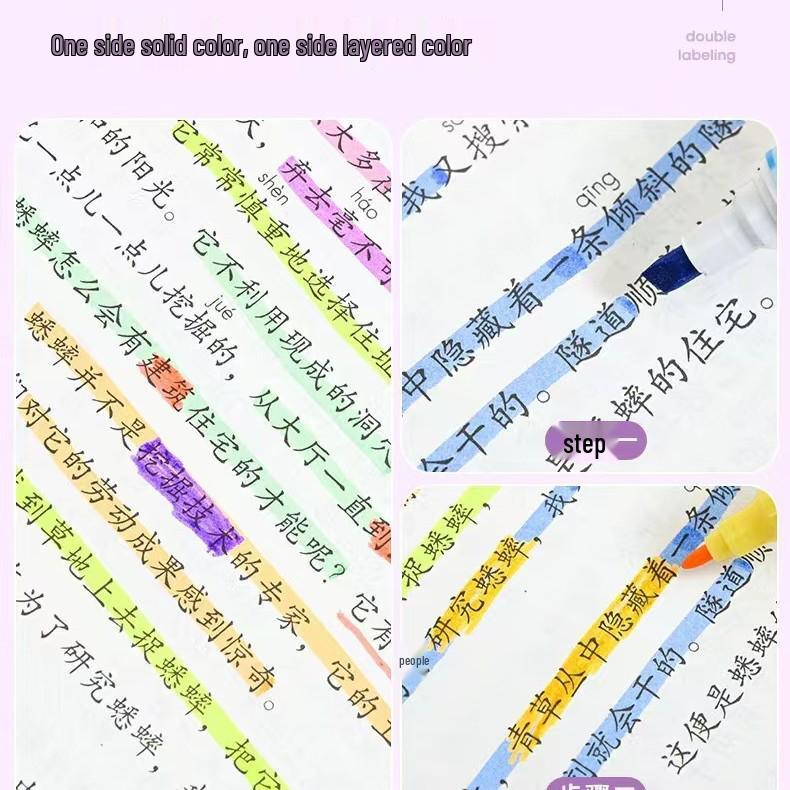 Korean Double-Ended Fluorescent Highlighting Marker Pen for Students
