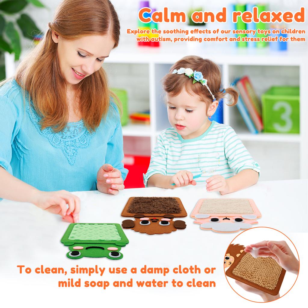 8Pcs Sensory Mats Felt Sensory Mini Mat Funny Textured Sensory Toys Non Slip Sensory Tiles Colorful Sensory Wall Panel Washable