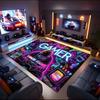 1PC Custom Name Gamer Neon Lights Adventure Theme Floor Mat Ideal for Living Room, Game Rooms, Office, Bedroom,Floor Mat Playful Design