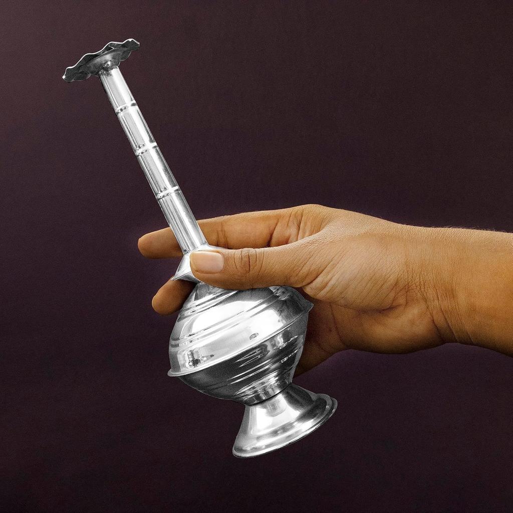 Stainless Steel Paneer Sombu Sprinkler Bottle for Holy Water – Traditional Sprout-Top Water Pot for Pooja, Gangajal, Rose Water, Gulab Pash