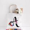 Flower Letter Font A B C D E F G Canvas Bags Women's College Ulzzang Harajuku Fashion Shoulder Bags Large Capacity Tote Bag