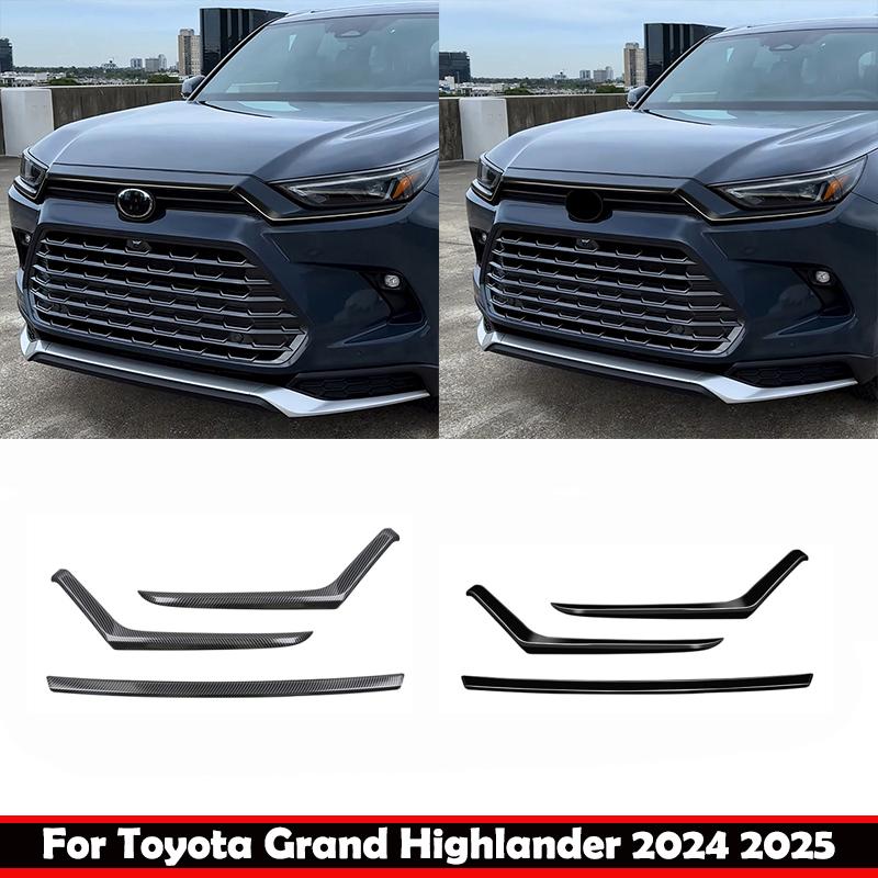 Для Toyota Grand Highlander 2024 2025 карбон Передний бампер Сетка капота Решетка Губа капота Накладка Отделка Внешние аксессуары