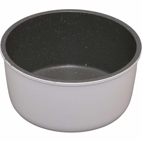 IRIS OHYAMA KITCHEN CHEF ISN-P16, 16cm Diamond-Coated Pan In White Marble with Removable Handle, Lightweight, Gas/IH Compatible