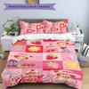 3pcs Princess Strawberry Cover Set - Personalized Name, HD Printed Bedding with 1 Cover and 2 Pillowcases - Perfect for Home Decor, Easy Care