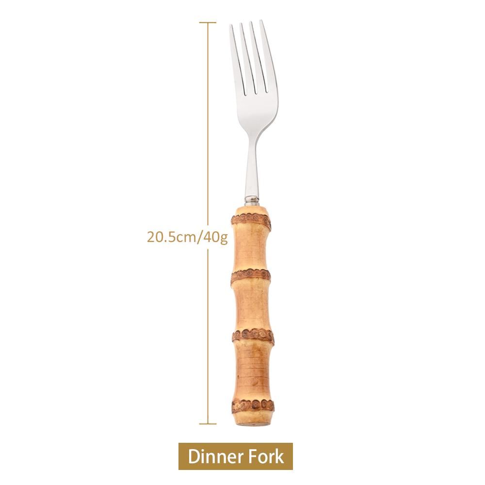 Дерево Бамбуковый Корень Ручка Столовые Приборы Нержавеющая Сталь Посуда Кухонная Утварь Ложка для Сервировки Еды Вилка для Салата Ложка Чайная Ложка Посуда