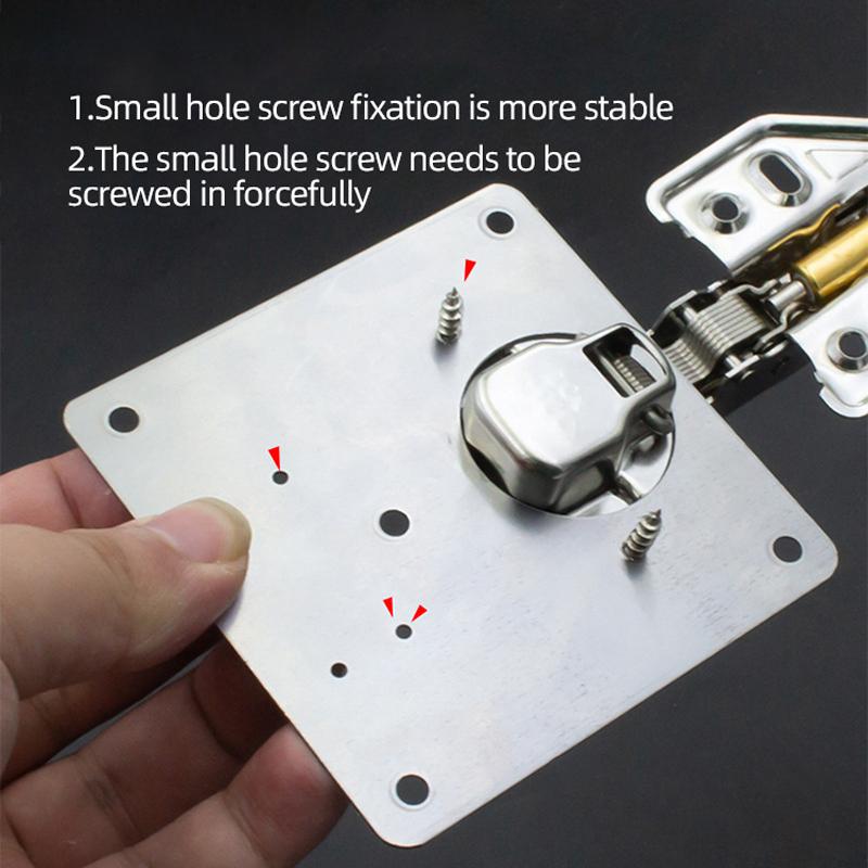 В комплект для ремонта петель дверцы кухонного шкафа входят 2/4 пластины и крепежный винт.