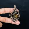 Ammonite Fossil & Black Onyx 999 Copper Wire Wrapped Pendant, Handmade Gemstone Jewelry Pendant For Memorial Day