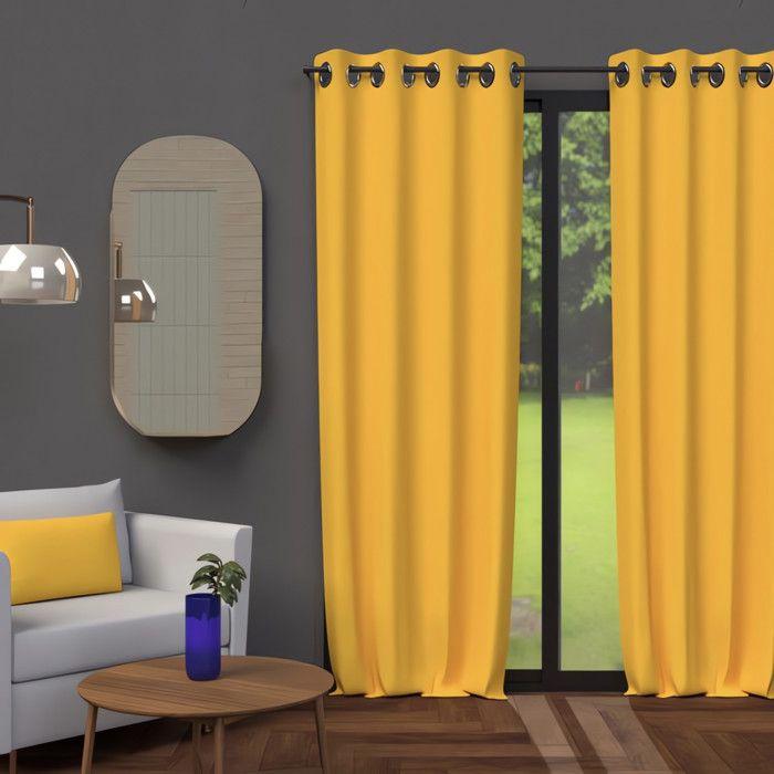 Eyelet Curtain 135X250 Cm BLACKOUT Radiant Yellow, by Soleil D'ocre
