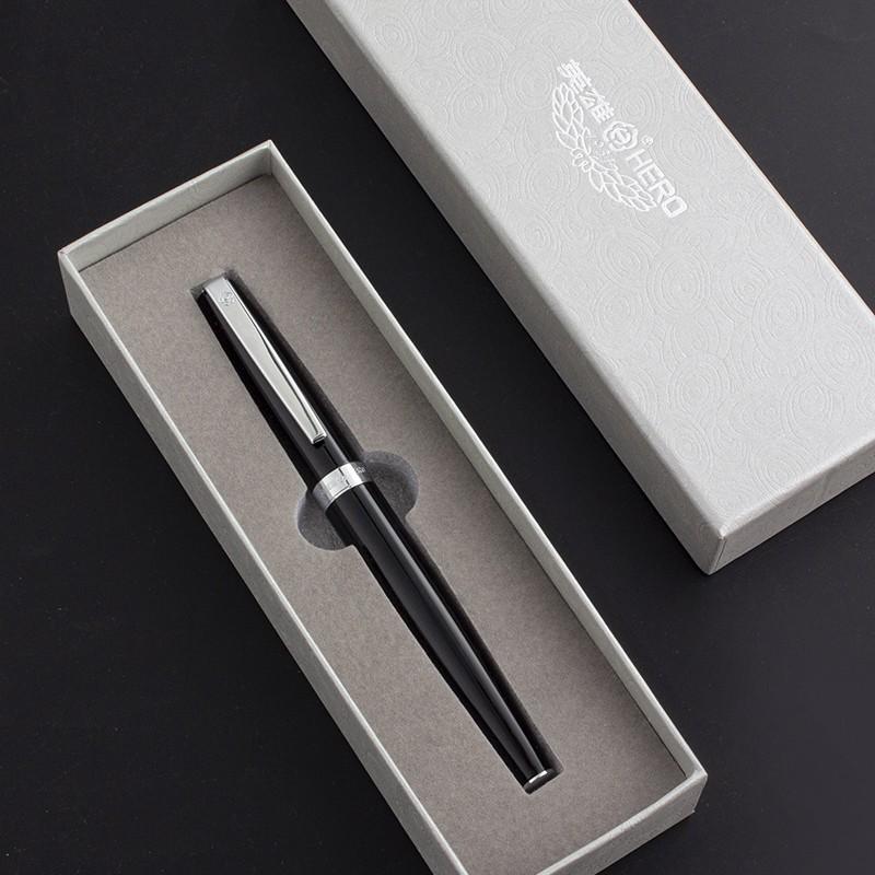 HERO (HERO) [Best-Selling Product] Fountain Pen 382 Business Office Student Daily Writing Iridium Gold Signature Ink Pen, Fine Nib, Black