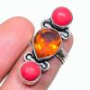 Гранат, Коралл Драгоценный камень 925 Стерлинговое серебро Ювелирное кольцо Размер 6