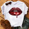 Футболка с блестками 'Burst Sequin Lip' с коротким рукавом, милая белая, женская, Харадзюку, оверсайз, топы