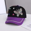 New rhinestone butterfly cap children versatile baseball cap students spring and summer Internet celebrity breathable sun hat