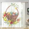 1PC transparent curtains, Easter egg flower pattern basket, suitable for bedrooms and living rooms, pole bag style