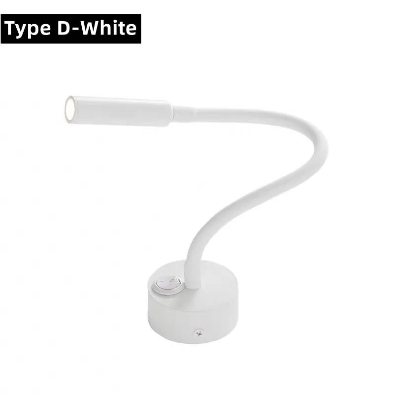 Регулируемая светодиодная настенная лампа для чтения 3 Вт, гибкий шланг, прикроватный настенный светильник для спальни, кабинета, настенный светильник с выключателем, настольная лампа