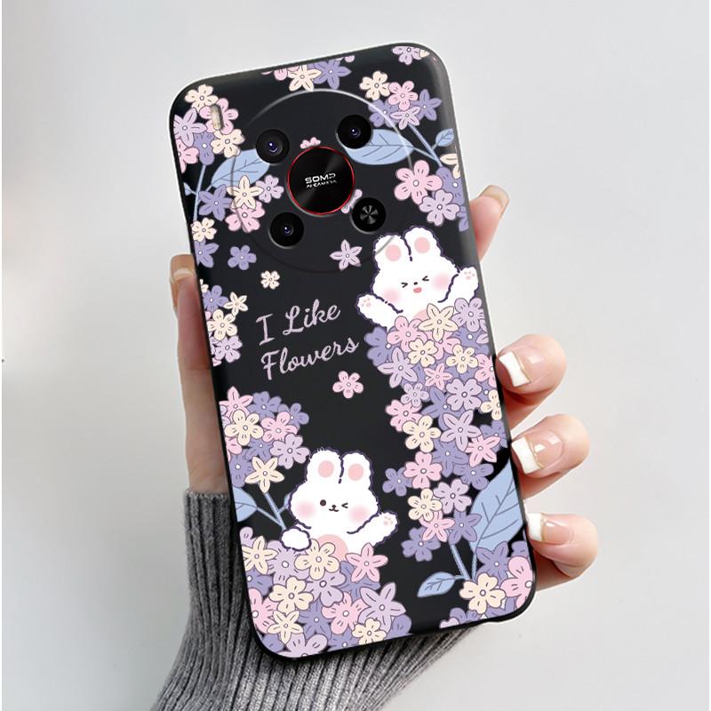 Phone Case For ZTE Blade V70 Max/Nubia V70 Max Soft Silicone Black Case Bright Pattern Pink Sand Beach,Garden Shockproof Shell