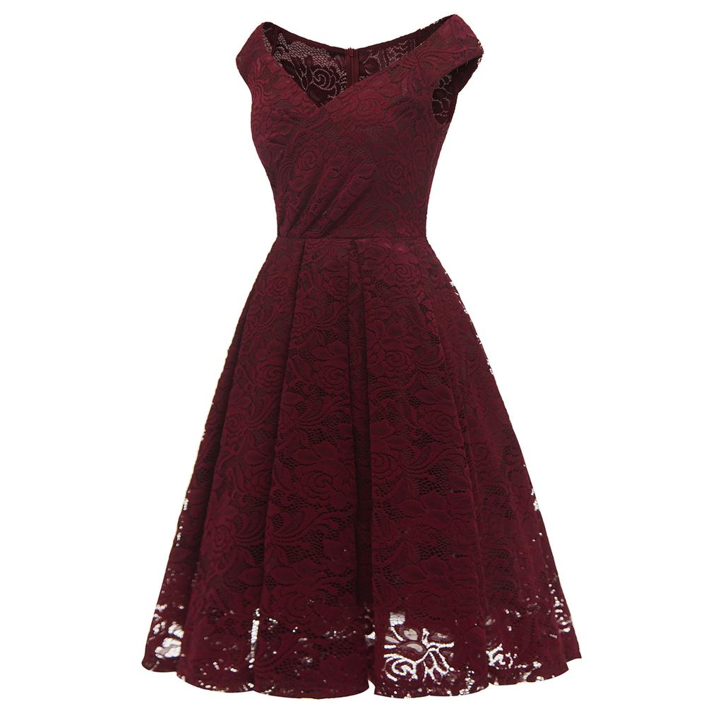Женское винтажное кружевное платье подружки невесты с цветочным принтом Бардо с открытыми плечами миди в стиле свинг Вечерняя вечеринка Коктейльно-свадебные наряды Формальные платья для особых случаев 2022