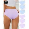 6 Pcs Solid Color Seamless Bikini Panties, No Show Breathable Briefs Comfortable Ladies Intimates Underpants, Women's Underwear