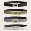 Korean Style PU Leather Wide Waistband Punk Y2K Girl Waistband Adjustable Sequin Belt  Outdoor