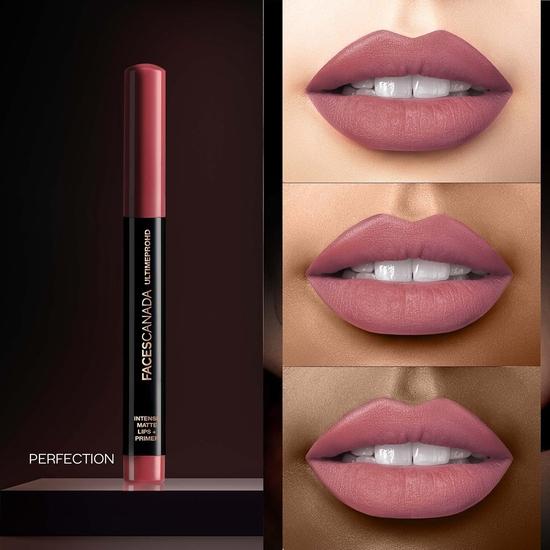FACESCANADA Ultime Pro Hd Intense Matte Lips + Primer - Perfection 01, 1,4 г | Длительное действие 9 часов | Праймер для безупречного матового финиша Hd