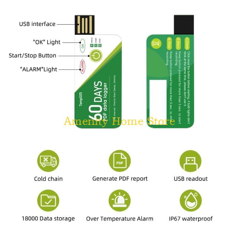 F26C Простой в использовании одноразовый USB-логгер температуры с записью на 60 дней для транспортировки в холодовой цепи и хранения в морозильной камере