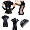 Mens Rompers T-shirt Shorts 1pc Black Patent Leather Sexy